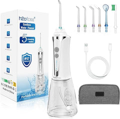 Roll over image to zoom in H2ofloss (white) - H2ofloss Cordless Water Flosser with 30 Days Battery Life, Premium Water Floss for Teeth, Portable Dental Flosser in 5 Modes, Gravity Ball for Upside Down Use, 300ml Water Tank