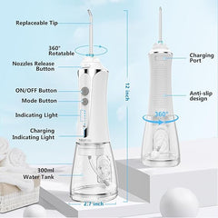 Roll over image to zoom in H2ofloss (white) - H2ofloss Cordless Water Flosser with 30 Days Battery Life, Premium Water Floss for Teeth, Portable Dental Flosser in 5 Modes, Gravity Ball for Upside Down Use, 300ml Water Tank