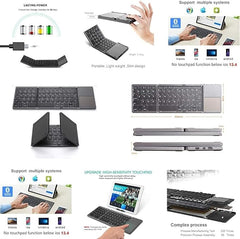 Mini Bluetooth 3.0 Foldable Keyboard Wireless Folding BT With Touchpad Keyboard compatible with Tablet PC Laptop Mobilephone