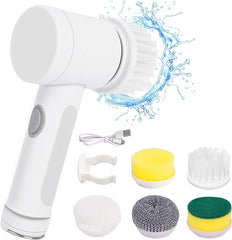 Electric Spin Brush, Spin Scrubber for Cleaning, Cleaning Brush with 5 Replaceable Brush Heads, Handheld Electric Scrubber