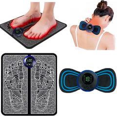 ZOOMO 2 IN 1 SET (Foot Massager + BODY Massager) Circulation Foot Massager Mini EMS Muscle Stimulator, Neck Massager, Current Pulse Massager Effective for Back Waist Pain (FOOT + BODY MASSAGER)