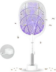 Electric Fly Swatter Racket, Mosquito Killer Lamp With 3000V USB Rechargeable, Powerful Mosquitoes Trap Lamp & Fly Killer With 3-Layer Safety Mesh