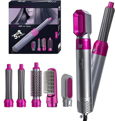 Hair Styling Tool Set with Hot Air Dryer, 5-in-1, Rotating Brush, Curler, Styler, White and Blue Color