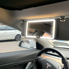 Car Sun Visor Makeup Mirror With 3 Light Modes, LED Cosmetic Mirror Universal For Car Truck SUV, USB Charging