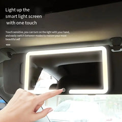 Car Sun Visor Makeup Mirror With 3 Light Modes, LED Cosmetic Mirror Universal For Car Truck SUV, USB Charging